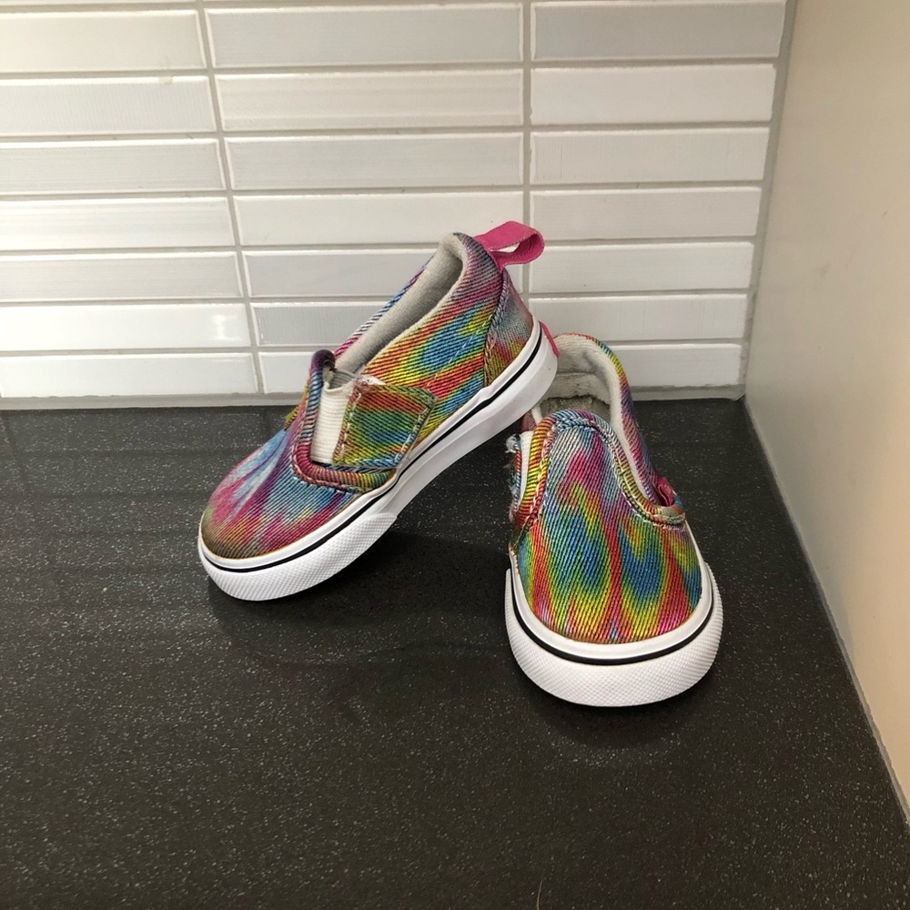 EUC Vans rainbow tie dye canvas toddler sneakers